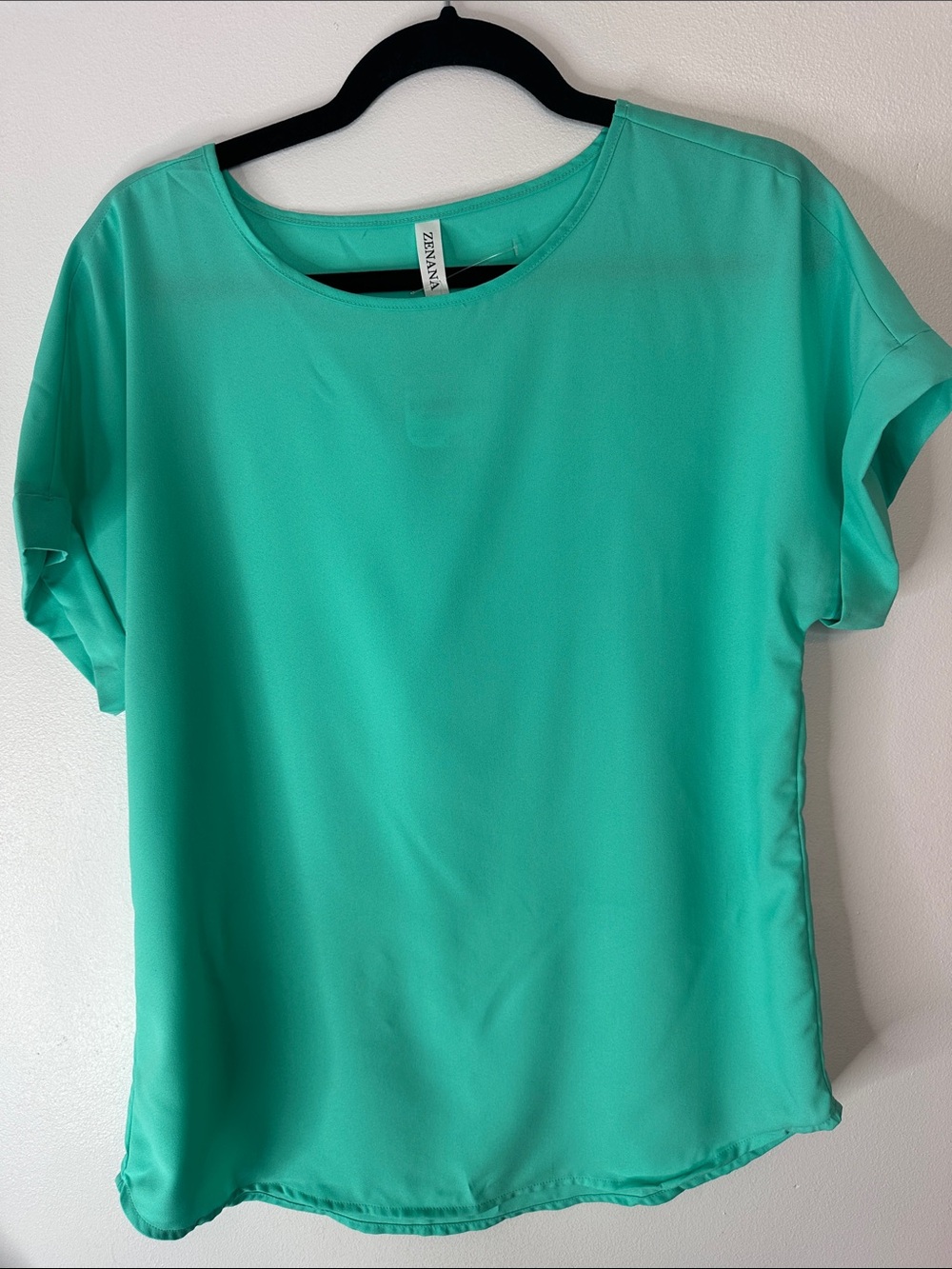 Zenana Outfitters Teal Short-Sleeve Round-Neck Blouse